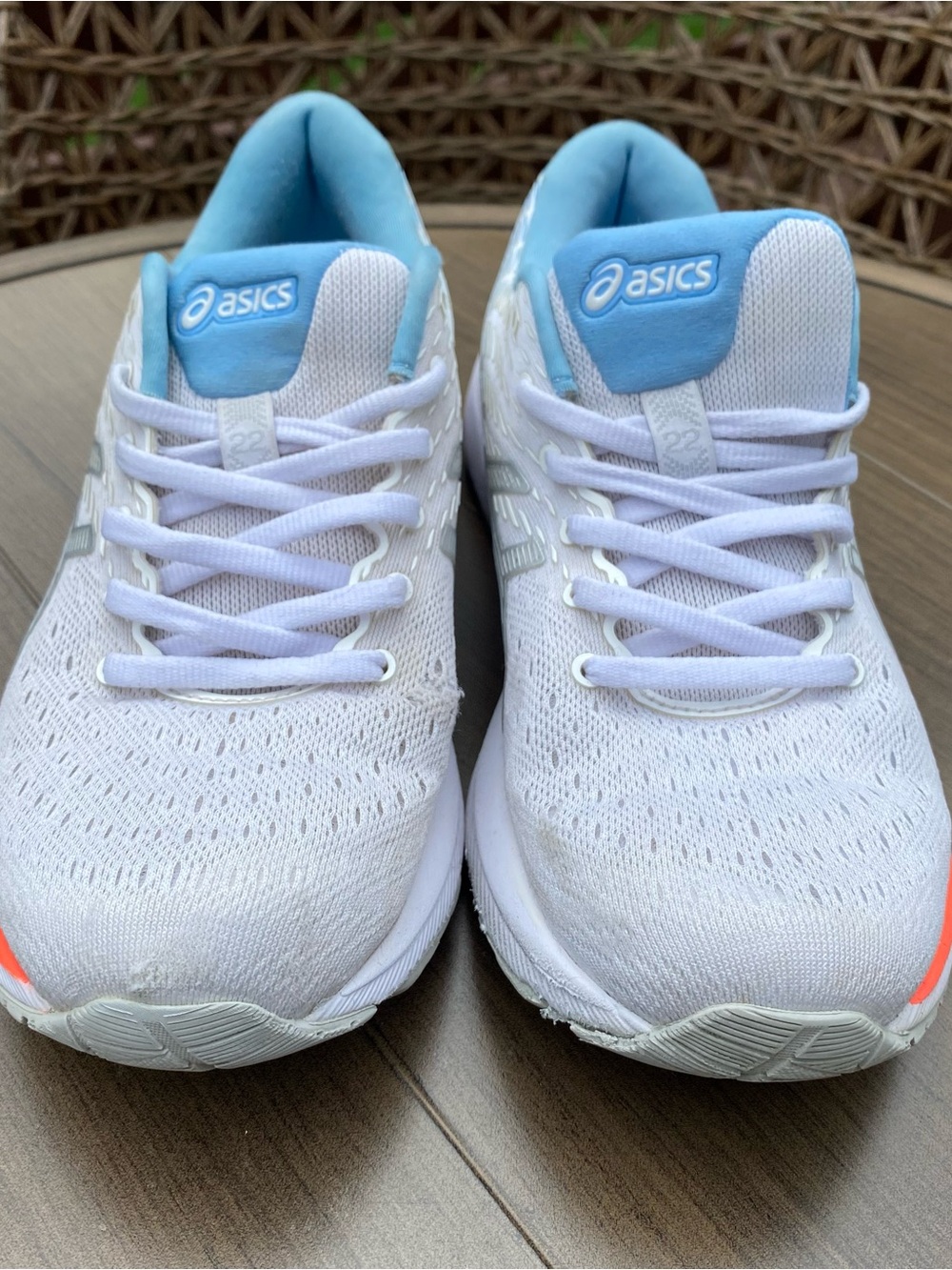 ASICS Women’s White Running Shoes with Light Blue Accents